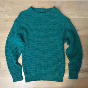 VTG 80s Tony Lambert Chunky Knit Sweater Made In USA Teal Womens Size Medium